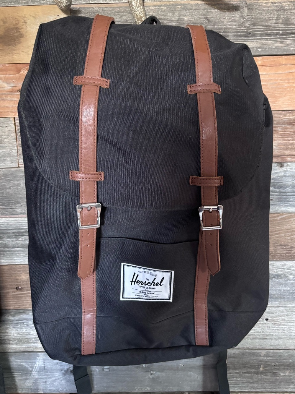 Herschel Supply Company Black Backpack with Brown Straps